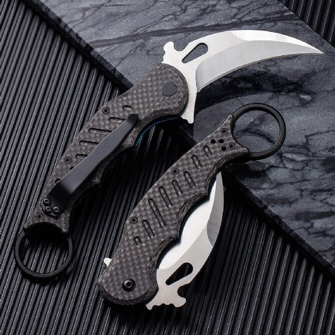 7'' New Fast Opening D2 Blade Carbon Fiber Handle Pocket Claw Karambit Knife C11