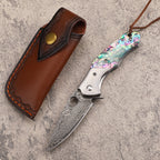 New Folding Tool VG10 Damascus Blade Wood Handle Camping Tool VTF43