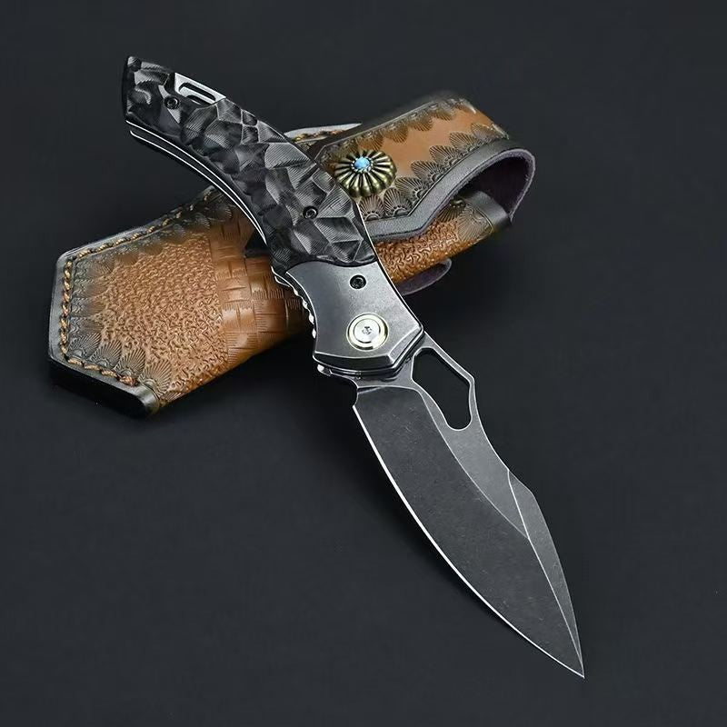 8.5'' New Wootz Steel Blade Wood Handle Camping ToolFolding Knife VTF100
