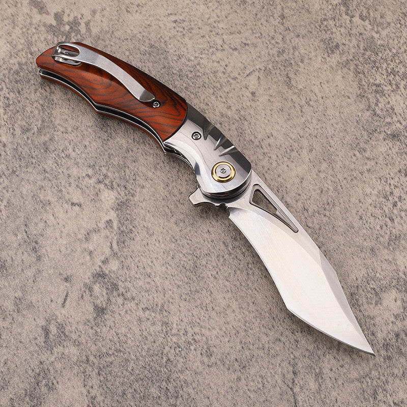 8'' New MirrorLight D2 Blade Wood Handle Pocket Folding Camping Knife DF166