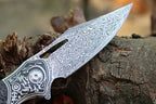 8'' New Manual VG10 Damascus Blade Ebony Handle Pocket Folding Tool VTF73