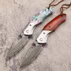 New Folding Tool VG10 Damascus Blade Wood Handle Camping Tool VTF43