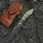 8'' New Fast Opening VG10 Damascus Blade Wood Handle Pocket Folding Tool VTF22