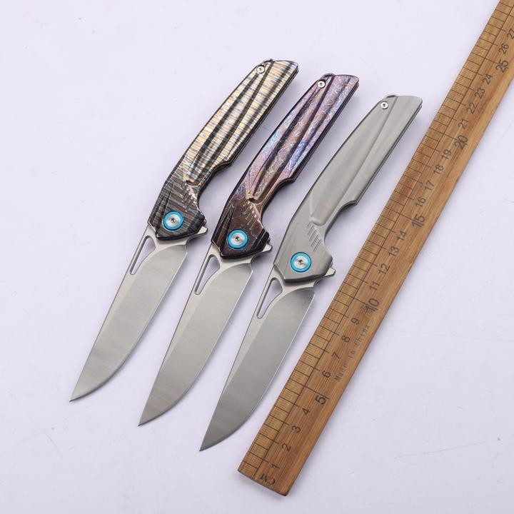 New Manual Folding Knife D2 Steel Blade Full T4C Titanium Handle Pocket Camping Knife DF47