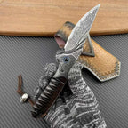 8'' New Fast Opening VG10 Damascus Blade Wood Handle Pocket Folding Tool VTF05