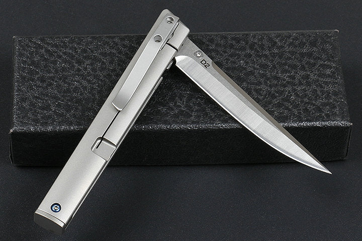 7.5'' New CNC D2 Steel Blade Full T4C Titanium Handle Pocket Camping Hiking Folding Knife DF43