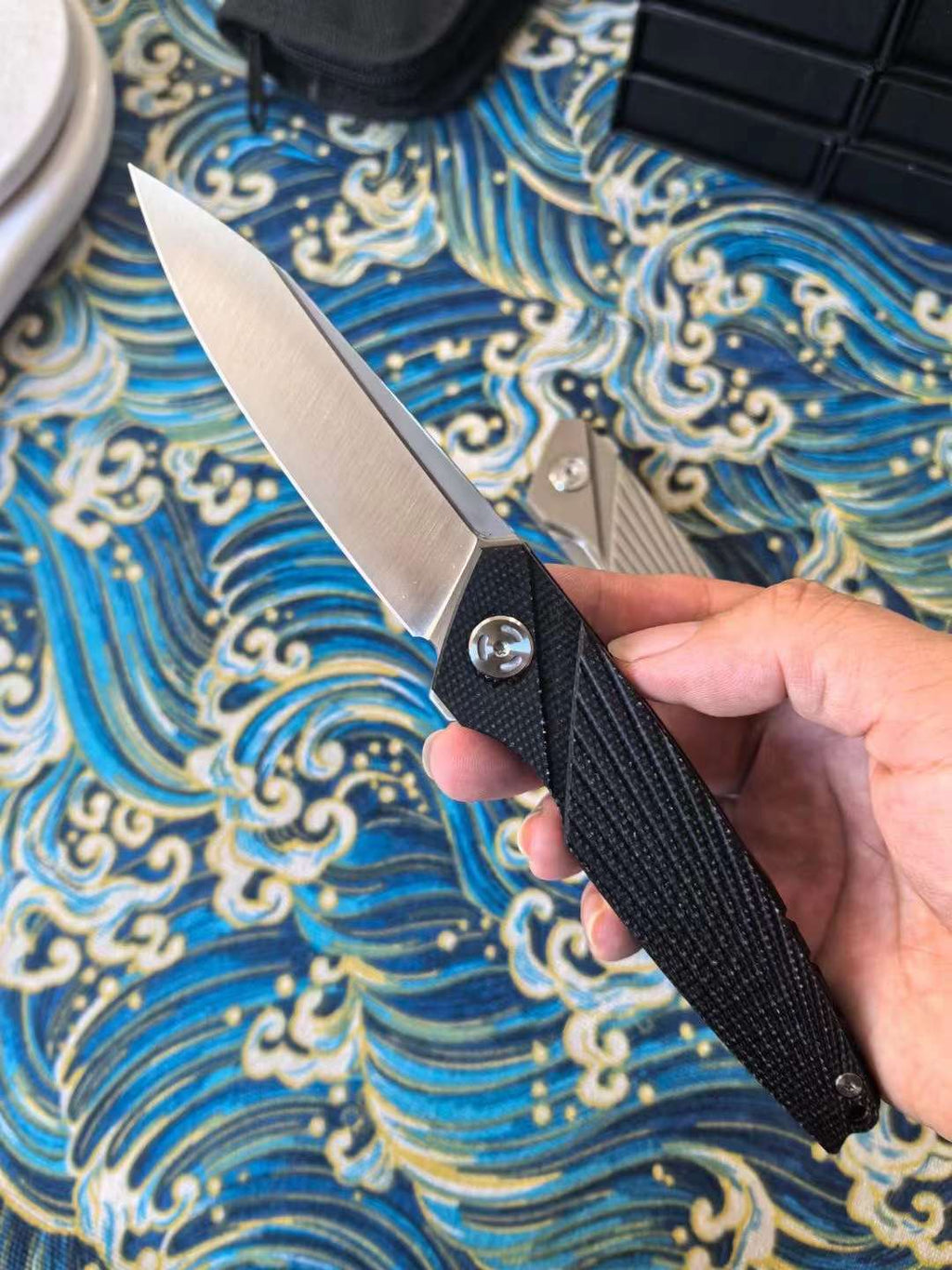 8"New 14C28N Blade Linen Handle Pocket Folding Camping Knife VTF133