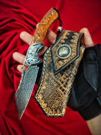 8'' New Folding Tool VG10 Damascus Blade Wood Handle Camping Tool VTF103