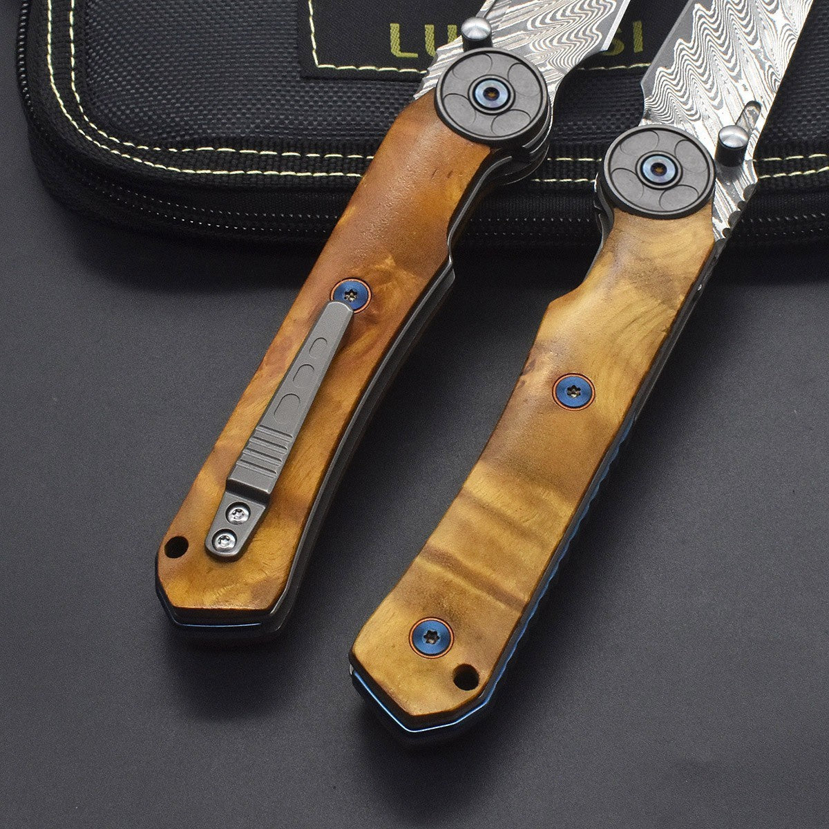 8'' New Fast Opening VG10 Damascus Blade Wood Handle Pocket Folding Knife VTF123