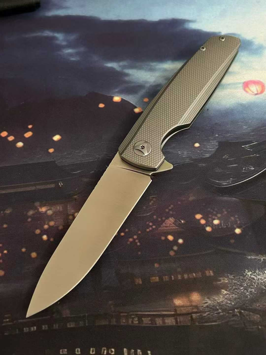 8'' New M390 Steel Blade Full T4C Titanium Handle Pocket Camping Folding Knife VTF10