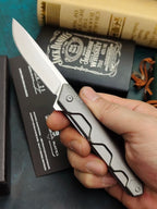 7''New Manual Folding Tool N690 Blade Aluminum Handle Campin Pocket Tool VTF31
