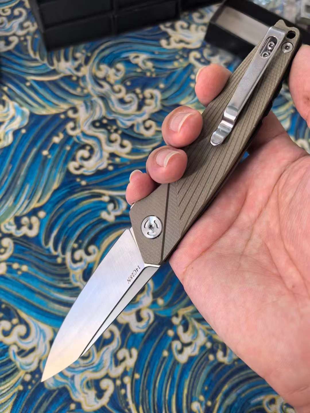 8"New 14C28N Blade Linen Handle Pocket Folding Camping Knife VTF133