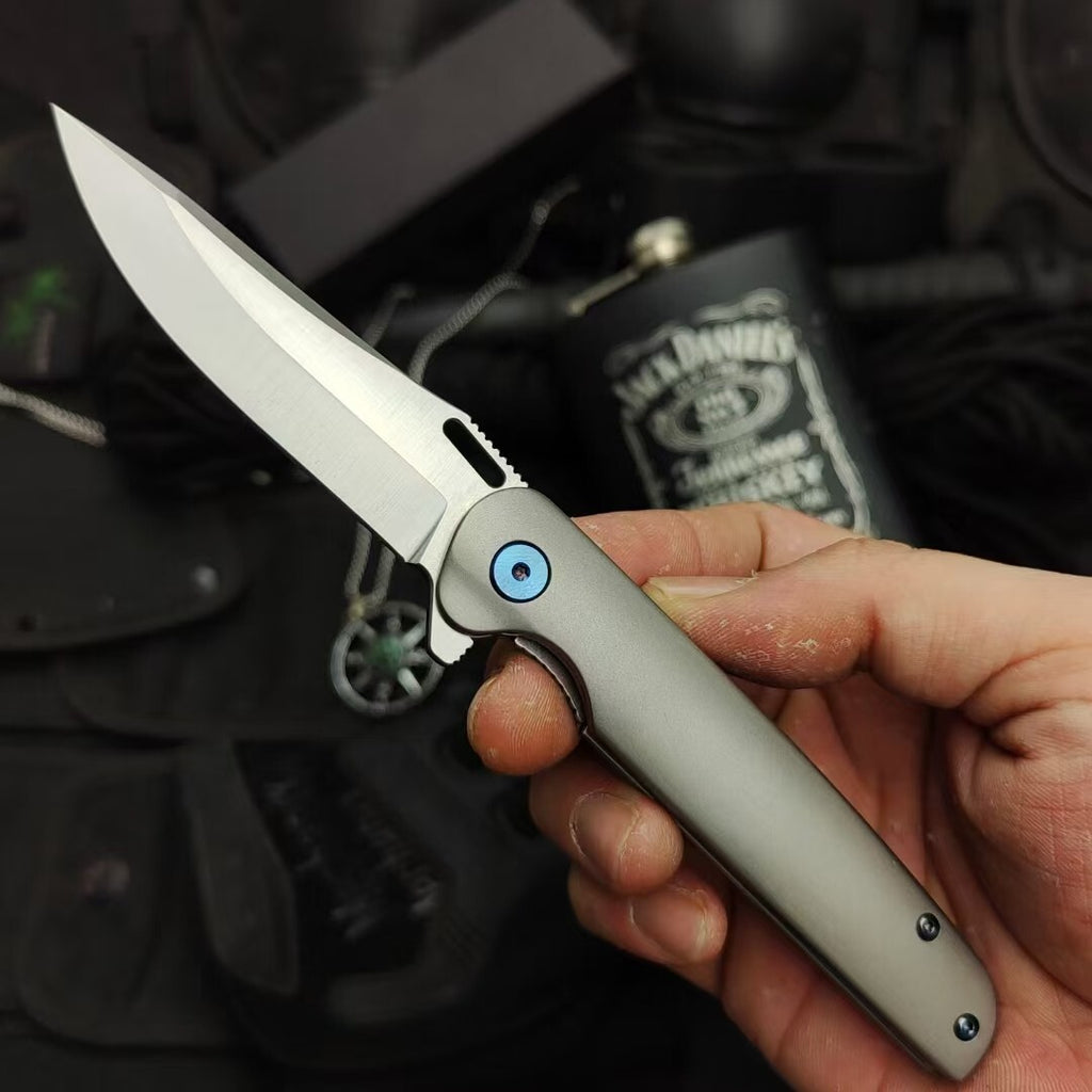 8'' New Manual Folding Knife D2 Blade Full T4C Titanium Handle Pocket Camping EDC Knife DF20
