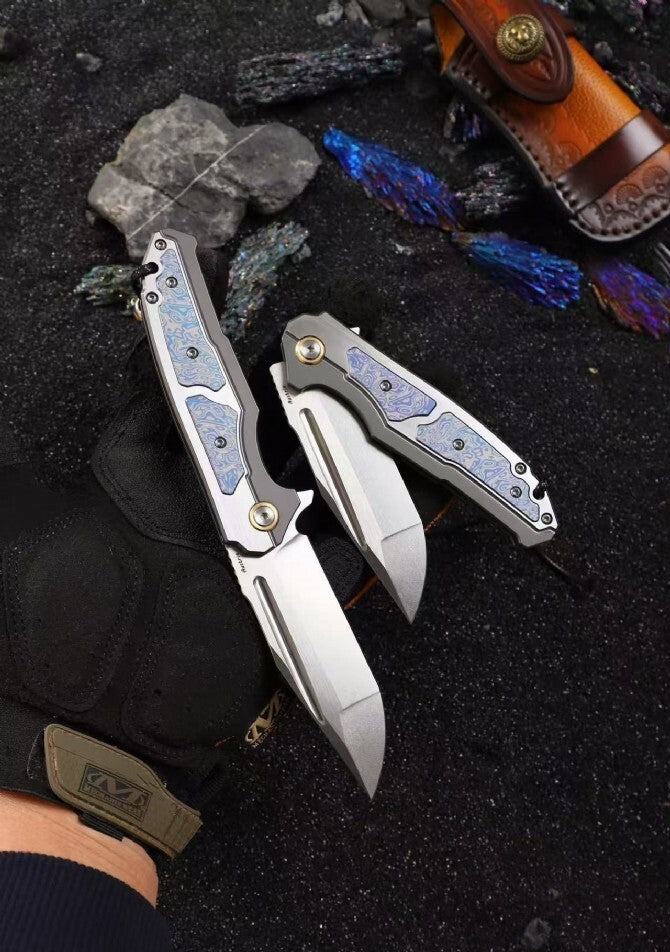 8'' New M390 Blade 420Z2 Steel Handle Folding Camping Knife VTF20