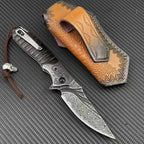 8'' New Fast Opening VG10 Damascus Blade Wood Handle Pocket Folding Tool VTF05