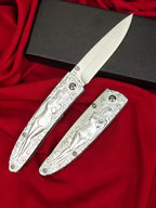 7'' New M390 Steel Blade Carve Sexy Portrait Aluminum Handle Folding Tool VTF04