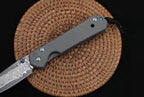 7'' New Damascus Blade Sebenza 21 Style Full T4C Titanium Handle Pocket Camping Folding DF23M