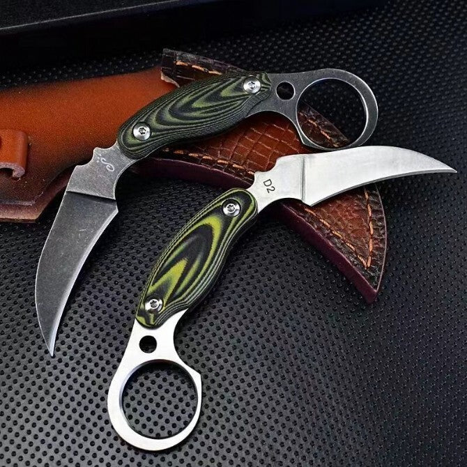 New Stone Wash D2 Fixed Blade G10 Handle Collection Claw EDC Knife C12