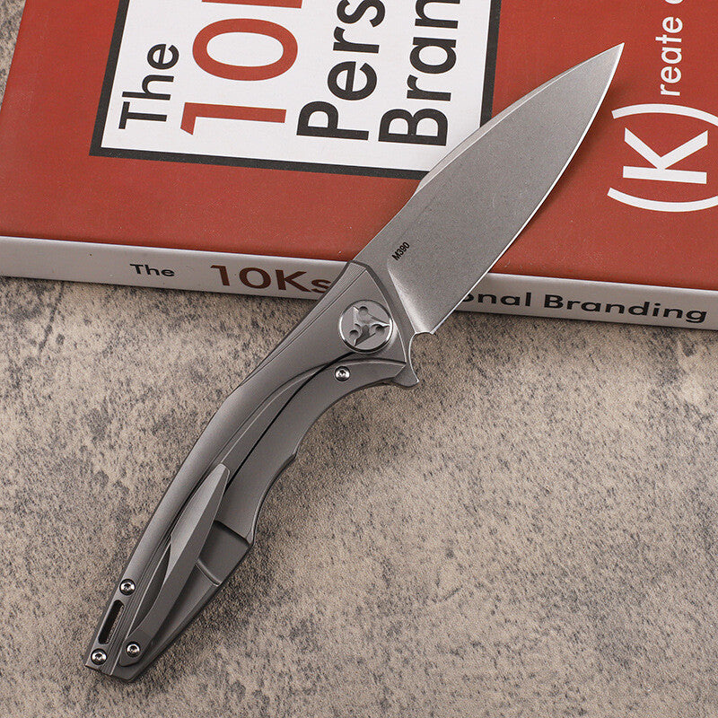 New Fast Opening M390 Steel Blade Full T4C Titanium Handle  Pocket Camping Folding Knife VTF160