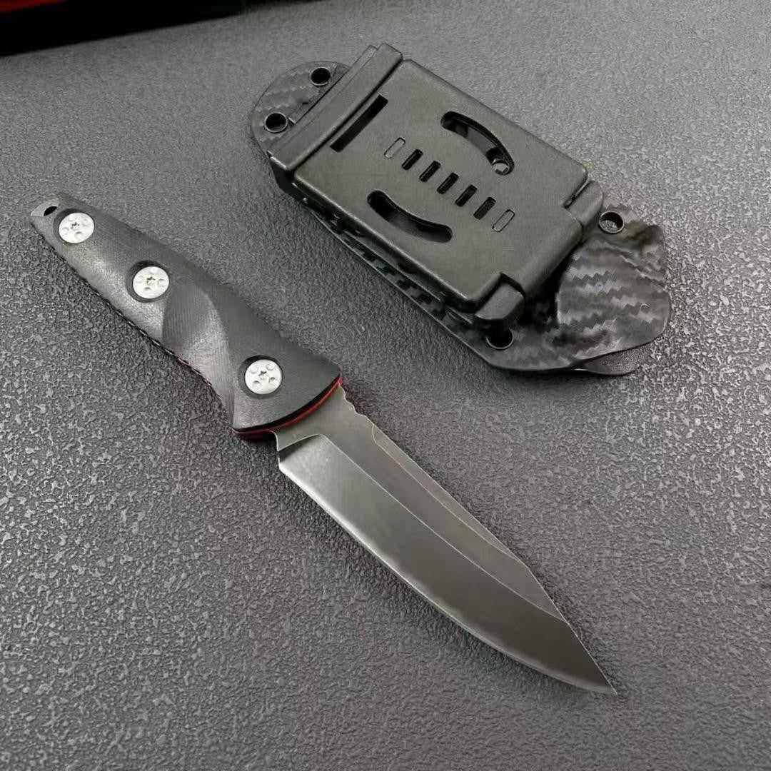 New M390 Steel Stone Wash 4MM Blade G10 Handle Full Tang Camping Knife VTH74B