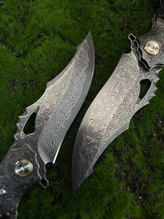 Damascus Blade Pocket Camping Collection Folding Knife VTF58