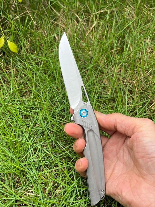 New Manual Folding Knife D2 Steel Blade Full T4C Titanium Handle Pocket Camping Knife DF47