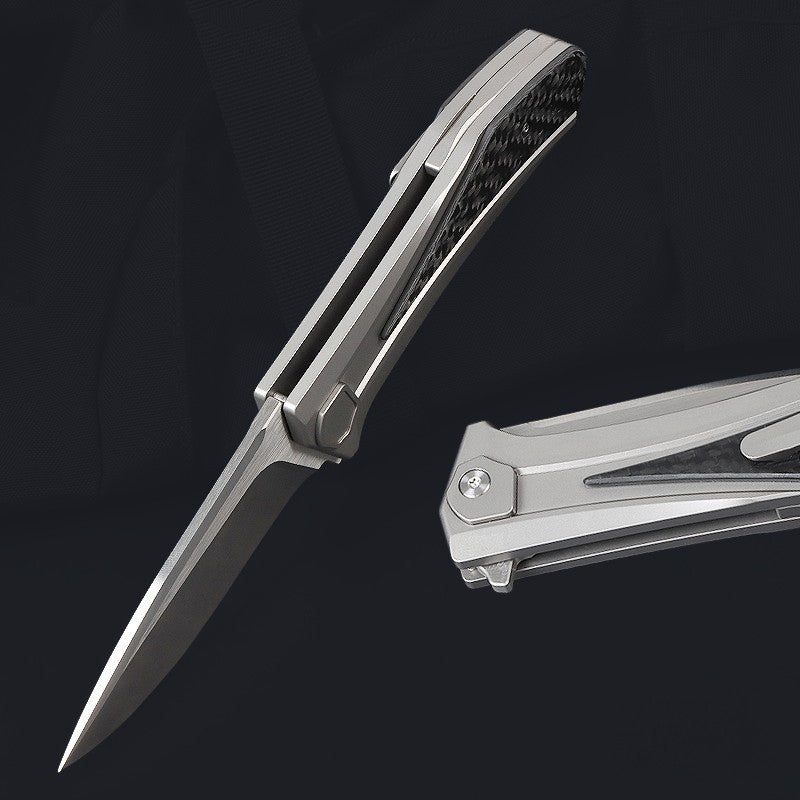 8'' New VG10 Blade Full T4C Titanium Handle Pocket Camping Folding Knife VTF18