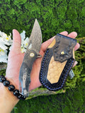 7'' New Folding Knife VG10 Damascus Blade Wood Handle Camping Knife VTF90