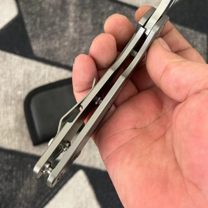 8''New CNC CPM154 Blade Full T4C Titanium Handle  Pocket Camping Folding Knife VTF36