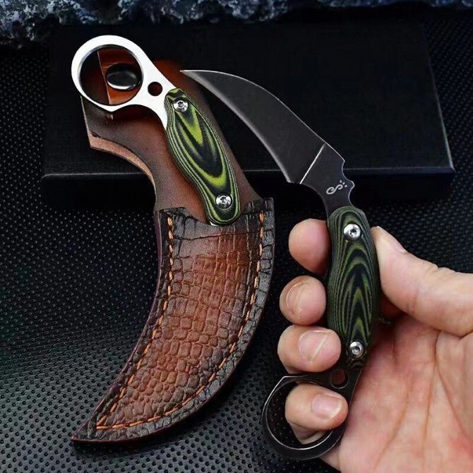 New Stone Wash D2 Fixed Blade G10 Handle Collection Claw EDC Knife C12