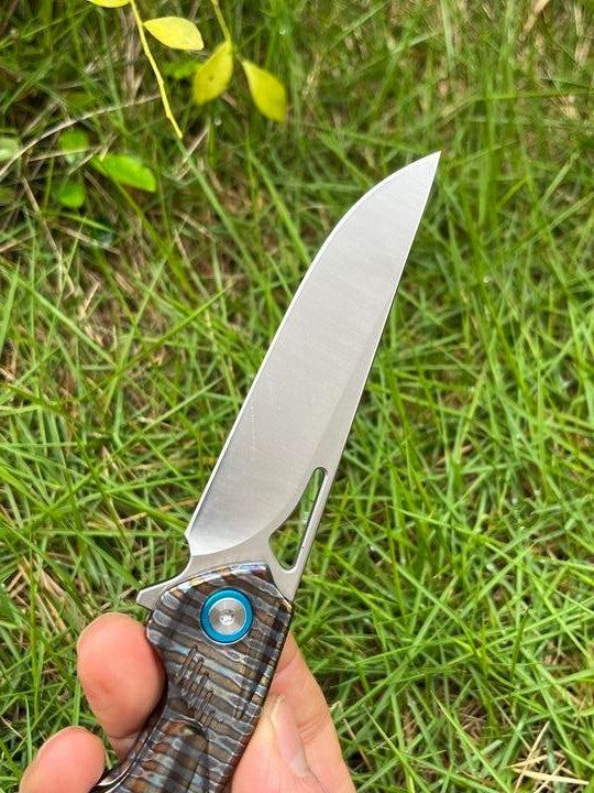New Manual Folding Knife D2 Steel Blade Full T4C Titanium Handle Pocket Camping Knife DF47