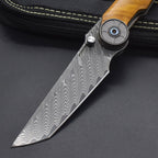 8'' New Fast Opening VG10 Damascus Blade Wood Handle Pocket Folding Tool VTF123