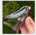 8'' New Fast Opening VG10 Damascus Blade Wood Handle Pocket Folding Tool VTF83