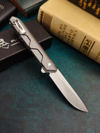 7''New Manual Folding Tool N690 Blade Aluminum Handle Campin Pocket Tool VTF31