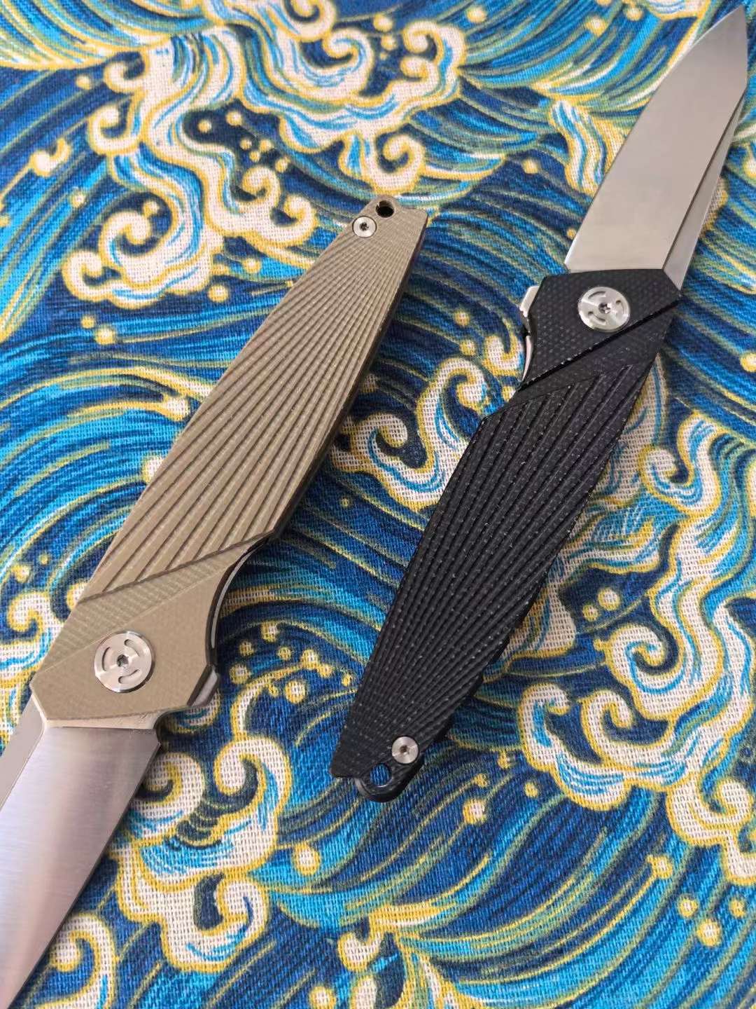 8"New 14C28N Blade Linen Handle Pocket Folding Camping Knife VTF133