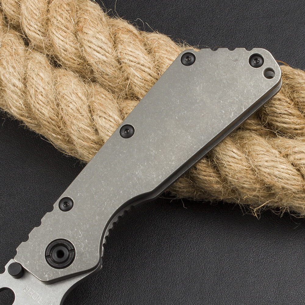 9'' New CNC Stone Wash D2 Blade Full T4C Titanium Handle  Pocket Camping Folding Knife DF186