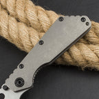 9'' New CNC Stone Wash D2 Blade Full T4C Titanium Handle  Pocket Camping Folding Tool DF186
