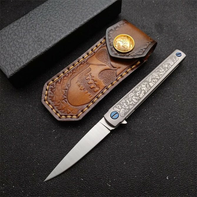 7'' New M390 Blade Full TC4 T4C Handle Camping Folding Knife VTF179