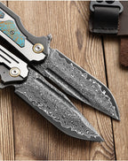 8'' New VG10 Damascus Blade Full T4C Titanium Handle  Folding Camping Pocket Tool VTF47