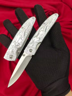 7'' New M390 Steel Blade Carve Sexy Portrait Aluminum Handle Folding Tool VTF04