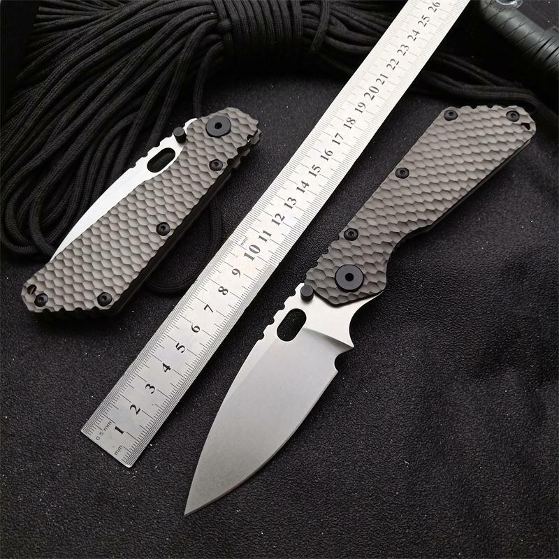 New CNC Stone Wash D2 Steel Blade Full T4C Titanium Handle Pocket Camping Folding Knife DF186B