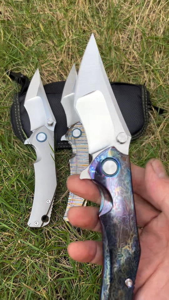 8'' New VG10 Blade Full T4C Titanium HandleFolding Camping Pocket Knife VTF200