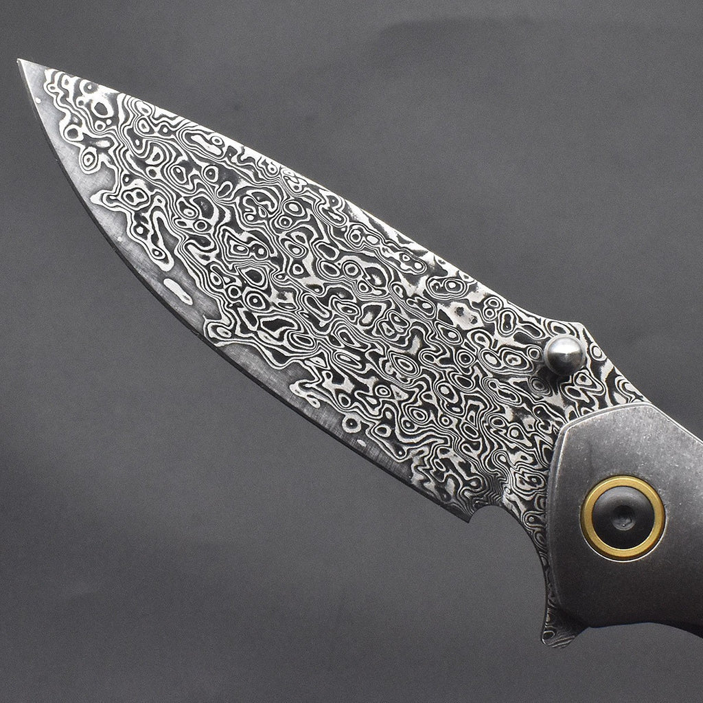New Folding Knife VG10 Damascus Blade Wood Handle PocketKnife VTF38