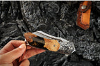 8'' New Folding Tool VG10 Damascus Blade Wood Handle Camping Tool VTF152