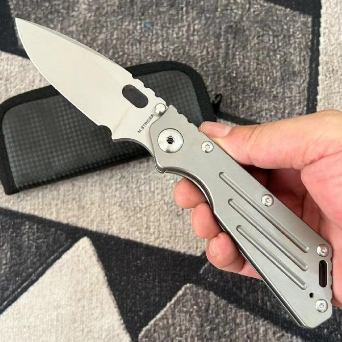 8''New CNC CPM154 Blade Full T4C Titanium Handle  Pocket Camping Folding Knife VTF36
