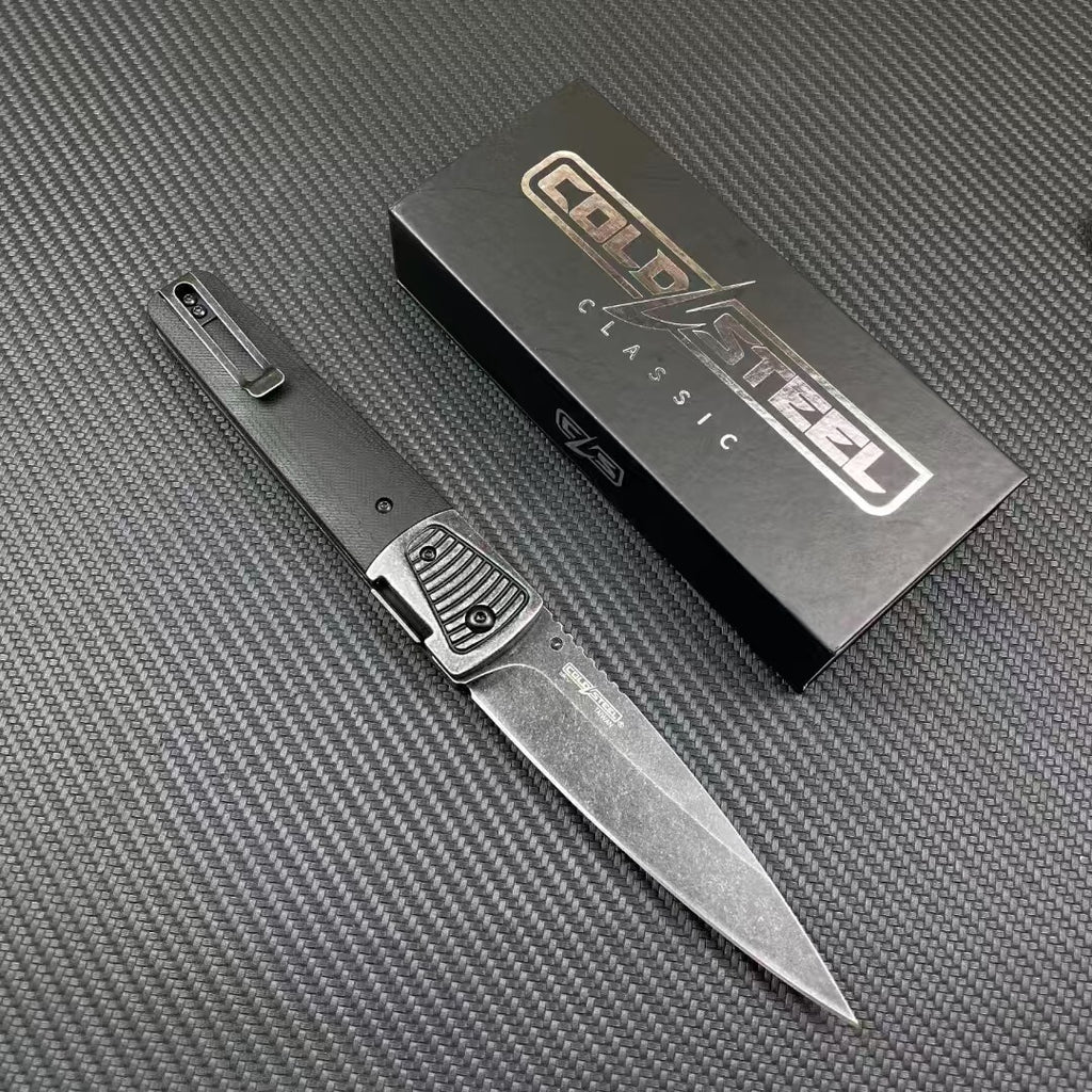 9''New Stone Wash CPM 20CV Blade G10 Handle Tactics Folding Pocket Knife VTF199