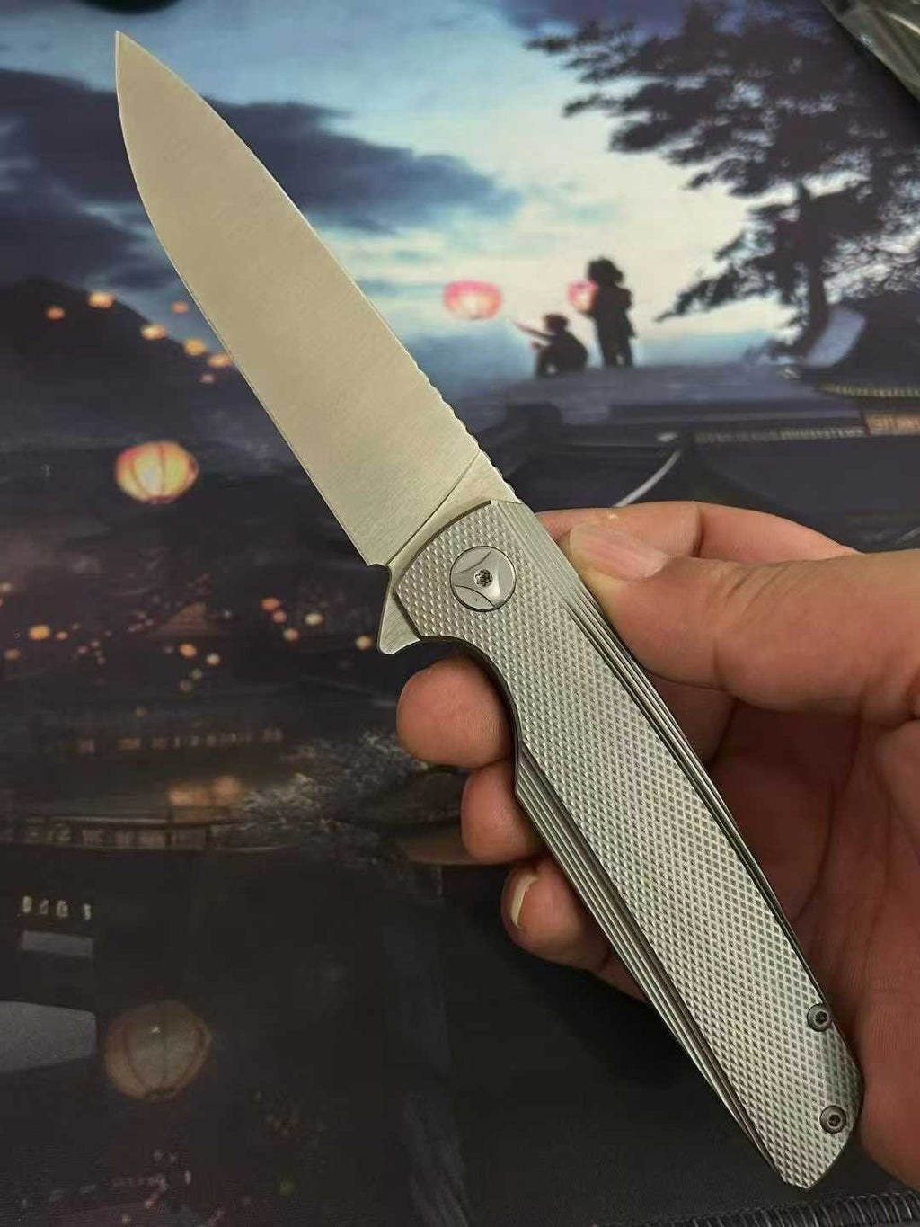 8'' New M390 Steel Blade Full T4C Titanium Handle Pocket Camping Folding Knife VTF10