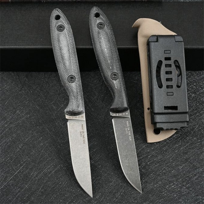 7'' New Stone Wash DC53 Fixed Blade Flax Handle camping Knife VTH54