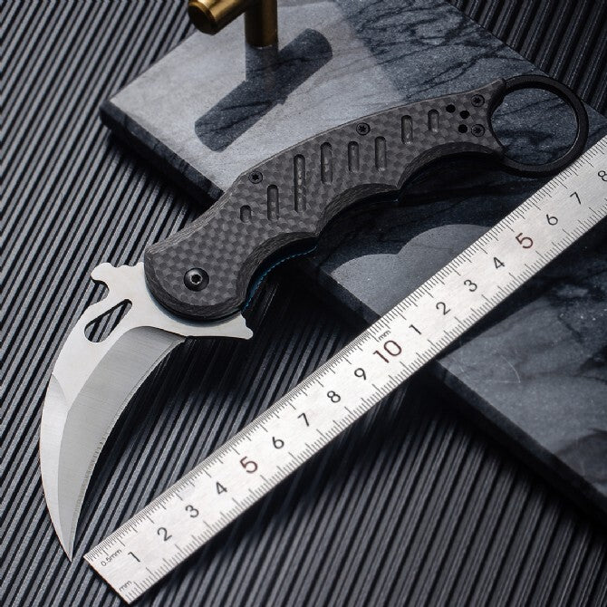 7'' New Fast Opening D2 Blade Carbon Fiber Handle Pocket Claw Karambit Knife C11