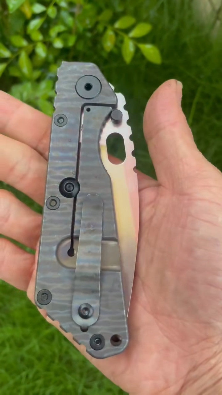 New StoneWash D2 steel Blade Full T4C Titanium Handle Pocket Camping Folding Knife DF31
